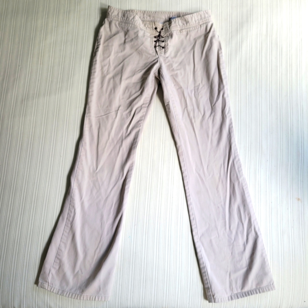 Stylish Beige Lace-Up Pants